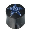 Organix plug with a star-shaped insert made of opal dust, different colors and sizes
