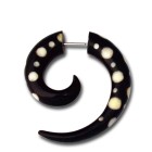 Pseudo-piercing spiral made of water buffalo horn, dotted