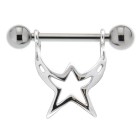 Nipple piercing made of 925 sterling silver with surgical steel barbell