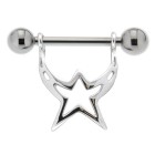 Nipple piercing made of 925 sterling silver with surgical steel barbell