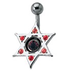 Shield for navel piercing 925 sterling silver Star set with Swarovski stones, Star of David