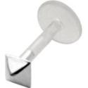 Bioplast push-in labret with small pyramid, 1.2x6mm / 1.2x8mm / 1.2x10mm