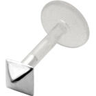 Bioplast push-in labret with small pyramid, 1.2x6mm / 1.2x8mm / 1.2x10mm