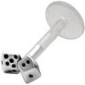 Bioplast labret with two cubes, 1.2x6mm / 1.2x8mm / 1.2x10mm