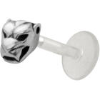 Bioplast labret with tiger head design, 1.2x6mm / 1.2x8mm / 1.2x10mm