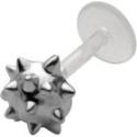 Bioplast labret with Viking club, 1.2x6mm / 1.2x8mm / 1.2x10mm