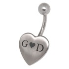 Belly button piercing heart 1.6x10mm with individual engraving