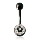 Crystalline black belly button piercing, FLORAL