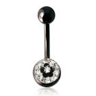 Crystalline black belly button piercing, FLORAL