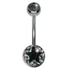 Crystalline belly button body jewelry piercing with star motif