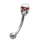 Eyebrow piercing 1.2x8mm with skull design and crystals