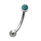 Eyebrow piercing with opal design, turquoise