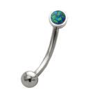 Eyebrow piercing with opal design, turquoise