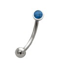 Eyebrow piercing with opal design, dark blue