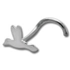 Nose piercing with hummingbird design