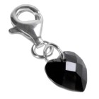 Pendant zirconia heart, 10mm, black