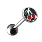 Tongue barbell with cherry design