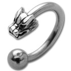 Front circular barbell with dragon head design in different sizes