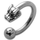Front circular barbell with dragon head design in different sizes