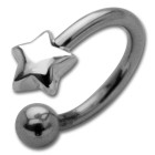 Horseshoe piercing with front motive surgical steel - star sterling silver