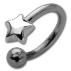 Horseshoe piercing with front motive surgical steel - star sterling silver