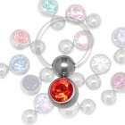 Double clamping ball horizontal 8mm and 6mm made of surgical steel with crystal stone