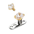 14 Karat Dermal Anchor Cap, Round Crystal