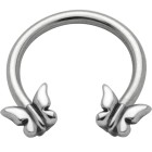 Side horseshoe piercing with butterfly motif