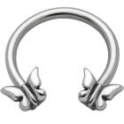 Side horseshoe piercing with butterfly motif