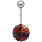 Belly button piercing with multi-color crystal