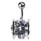 Belly button piercing with round clear zircon, large and chic