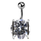 Belly button piercing with round clear zircon, large and chic