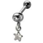 316L steel helix ear piercing 1.2x6mm, STAR pendant