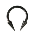 Black horseshoe piercing with long spikes