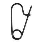 Black safety pin in three sizes