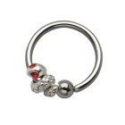 316L BCR Surgical Steel Ball Clamp Ring 1.2x10mm with Snake Pendant, Crystal Eyes