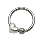 316L BCR Surgical Steel Ball Clamp Ring 1.2x10mm with Heart Pendant