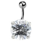 Navel piercing with round clear zircon, with suspicious claws