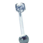 Belly button piercing with PTFE rod, 1.6x12mm crystal clear