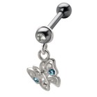 316L steel helix ear piercing 1.2x6mm, BUTTERFLY pendant
