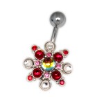 Belly button piercing with Swarovski cabouchon stones, power star