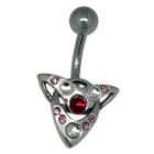 Belly button piercing with Swarovski cabouchon stones, trigonometry