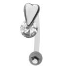 Genital piercing (Christina) Bioflex rod 1.6x12mm, heart with crystal