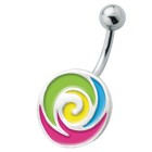 Belly button piercing with enamelled design, soft serve deviant
