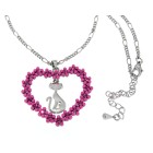 French Kitty Halskette mit rosa Perlen-Herz