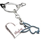 Key ring Playboy, rhodium plated - heart