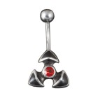 KoolKatana navel piercing 3 prongs with red crystal stone