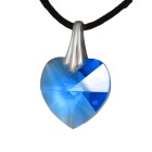 Swarovski crystal heart blue with a cord chain