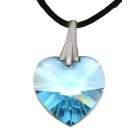 Swarovski crystal heart light blue with a cord chain