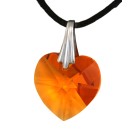 Swarovski crystal heart orange with a cord chain